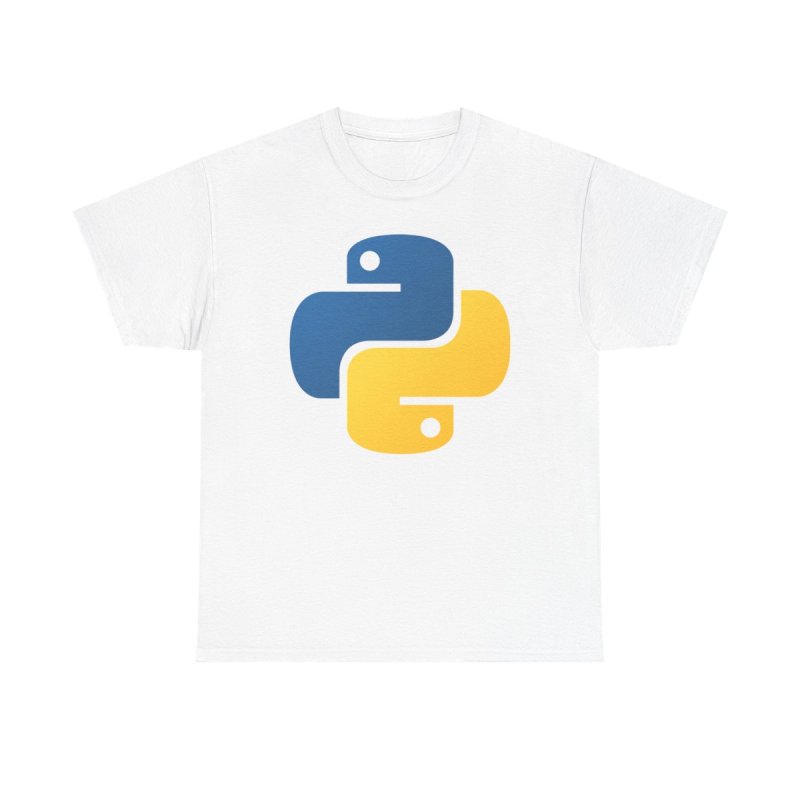 Official Python Logo T-Shirt | Coding Language Symbol Unisex Heavy Cotton Tee