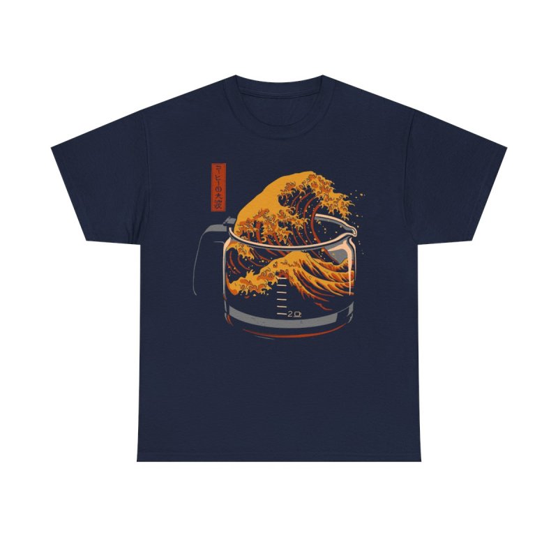 The Great Wave of Coffee T-Shirt | Hokusai Japanese Art Parody Tee