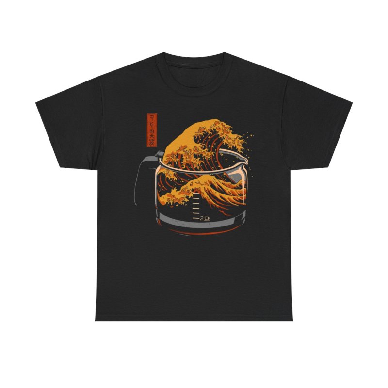 The Great Wave of Coffee T-Shirt | Hokusai Japanese Art Parody Tee