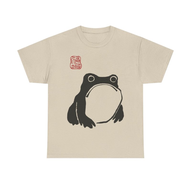 Matsumoto Hoji Frog T-Shirt | Vintage Japanese Woodblock Print Toad | Grumpy Frog Aesthetic Japanese Art Tee