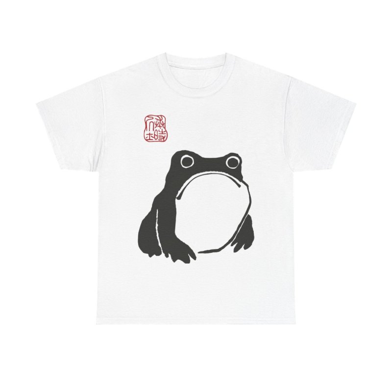 Matsumoto Hoji Frog T-Shirt | Vintage Japanese Woodblock Print Toad | Grumpy Frog Aesthetic Japanese Art Tee