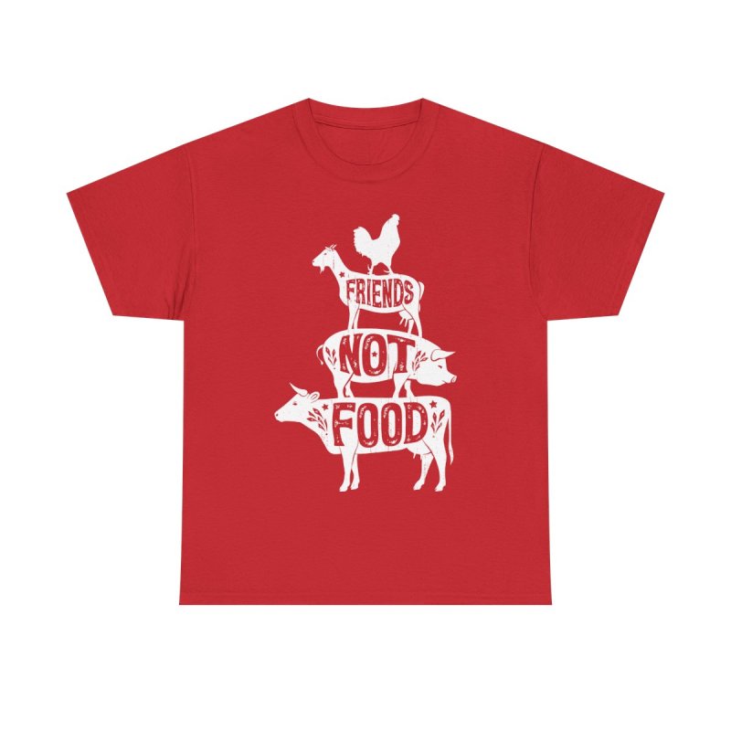 Friends Not Food Vegan Vegetarian Animal Lovers T-Shirt | Vintage Distressed Barnyard Stack Graphic Tee