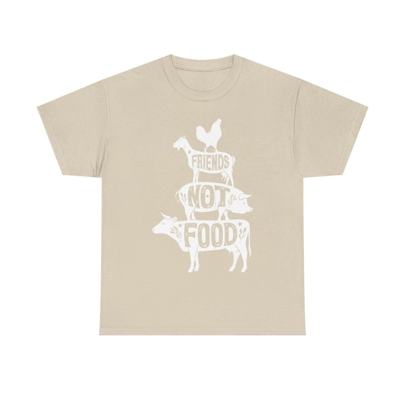Friends Not Food Vegan Vegetarian Animal Lovers T-Shirt | Vintage Distressed Barnyard Stack Graphic Tee