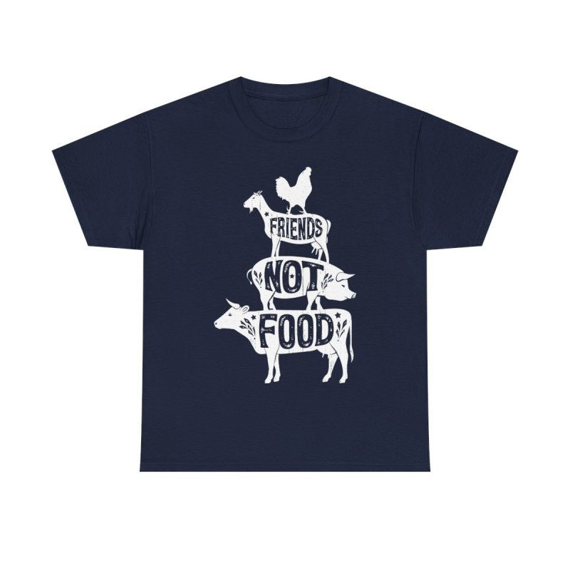 Friends Not Food Vegan Vegetarian Animal Lovers T-Shirt | Vintage Distressed Barnyard Stack Graphic Tee