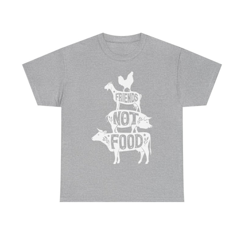 Friends Not Food Vegan Vegetarian Animal Lovers T-Shirt | Vintage Distressed Barnyard Stack Graphic Tee