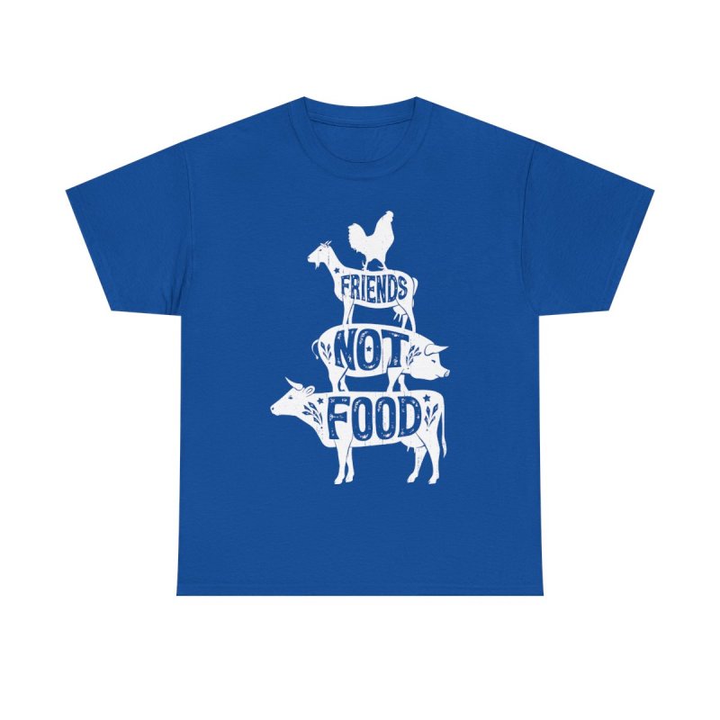 Friends Not Food Vegan Vegetarian Animal Lovers T-Shirt | Vintage Distressed Barnyard Stack Graphic Tee