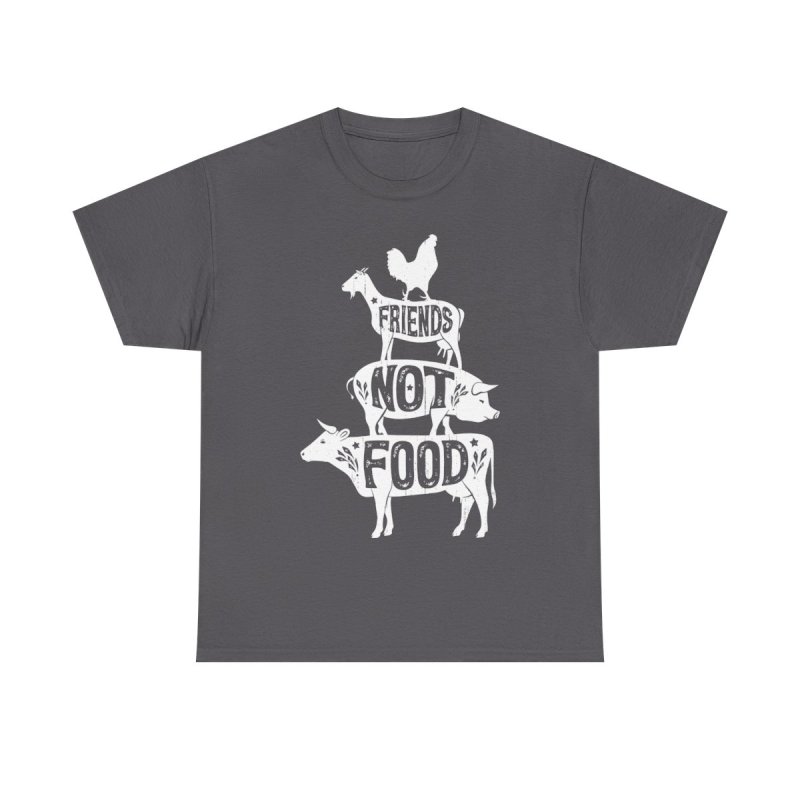 Friends Not Food Vegan Vegetarian Animal Lovers T-Shirt | Vintage Distressed Barnyard Stack Graphic Tee