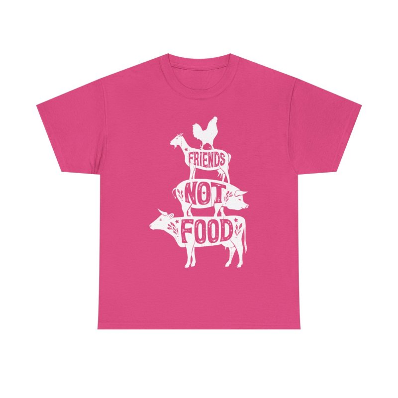 Friends Not Food Vegan Vegetarian Animal Lovers T-Shirt | Vintage Distressed Barnyard Stack Graphic Tee