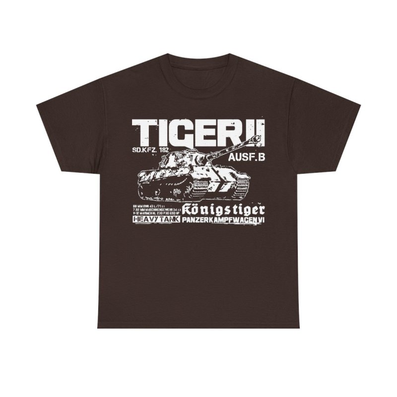 Tiger II King Tiger T-Shirt | Königstiger WWII German Heavy Tank | Sd.Kfz. 182 Technical World War II History Buff Shirt