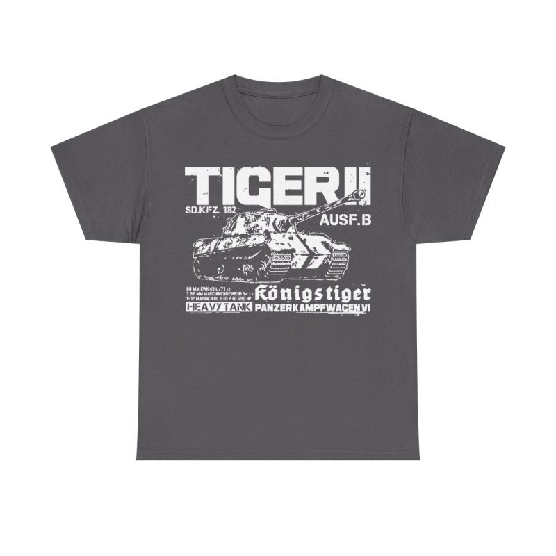 Tiger II King Tiger T-Shirt | Königstiger WWII German Heavy Tank | Sd.Kfz. 182 Technical World War II History Buff Shirt