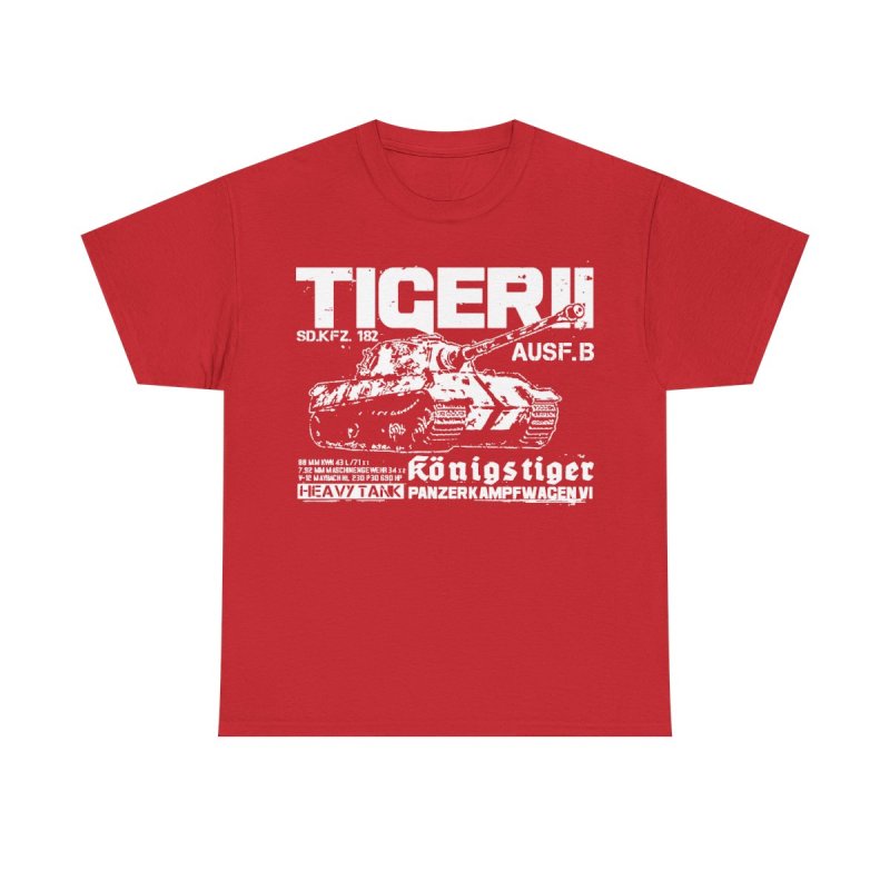 Tiger II King Tiger T-Shirt | Königstiger WWII German Heavy Tank | Sd.Kfz. 182 Technical World War II History Buff Shirt
