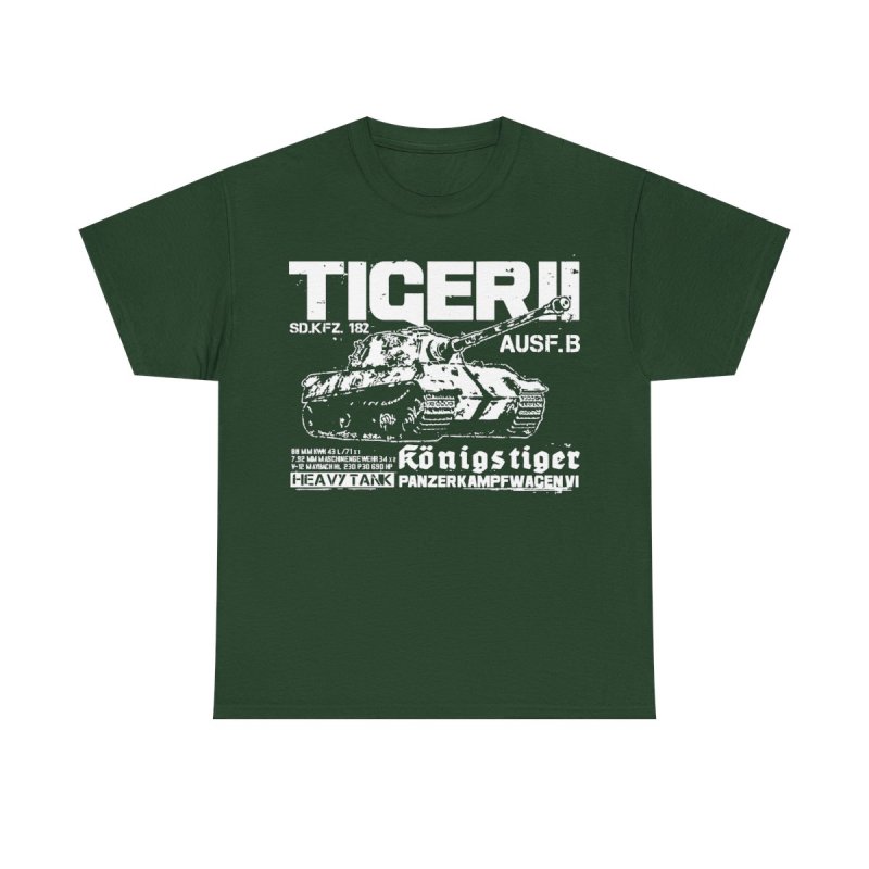 Tiger II King Tiger T-Shirt | Königstiger WWII German Heavy Tank | Sd.Kfz. 182 Technical World War II History Buff Shirt