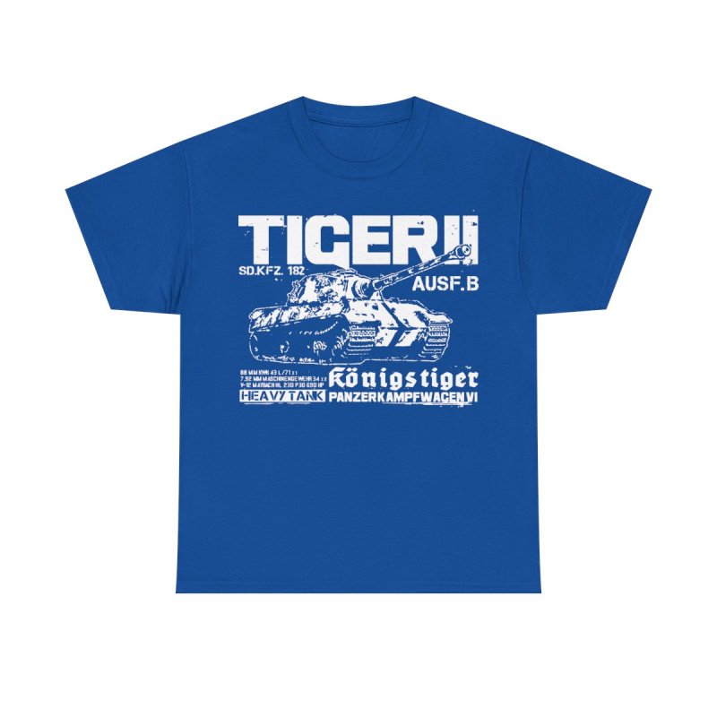 Tiger II King Tiger T-Shirt | Königstiger WWII German Heavy Tank | Sd.Kfz. 182 Technical World War II History Buff Shirt