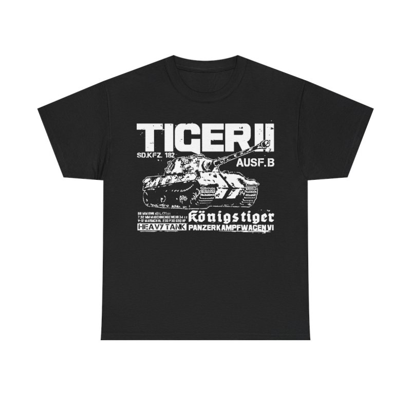 Tiger II King Tiger T-Shirt | Königstiger WWII German Heavy Tank | Sd.Kfz. 182 Technical World War II History Buff Shirt