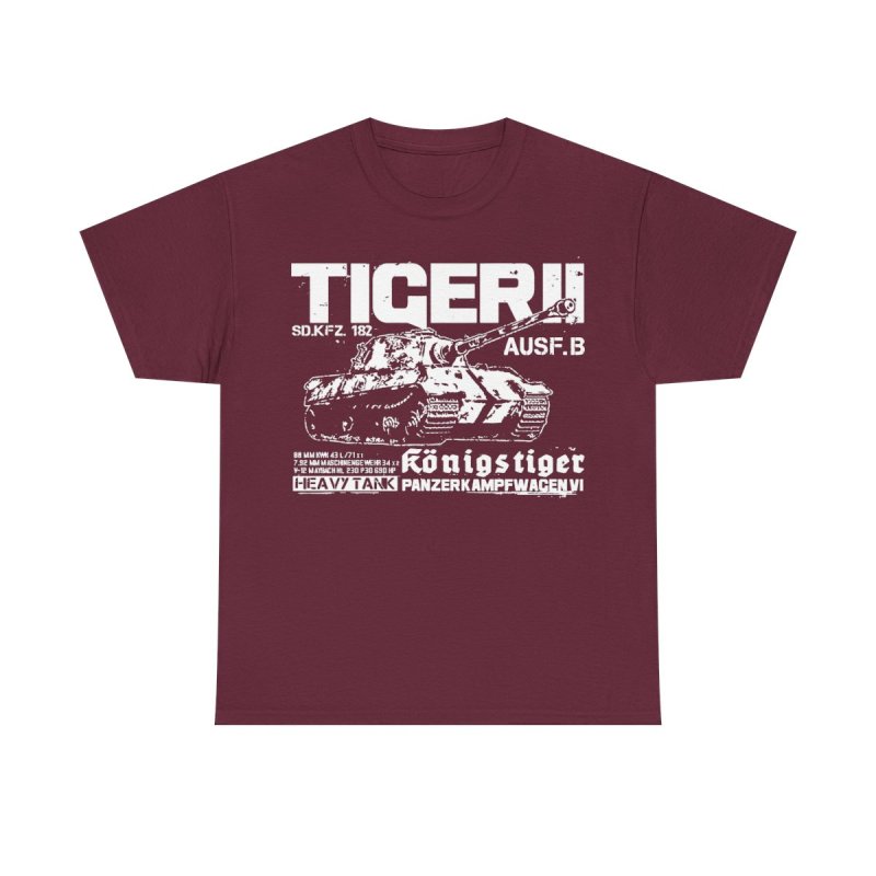 Tiger II King Tiger T-Shirt | Königstiger WWII German Heavy Tank | Sd.Kfz. 182 Technical World War II History Buff Shirt