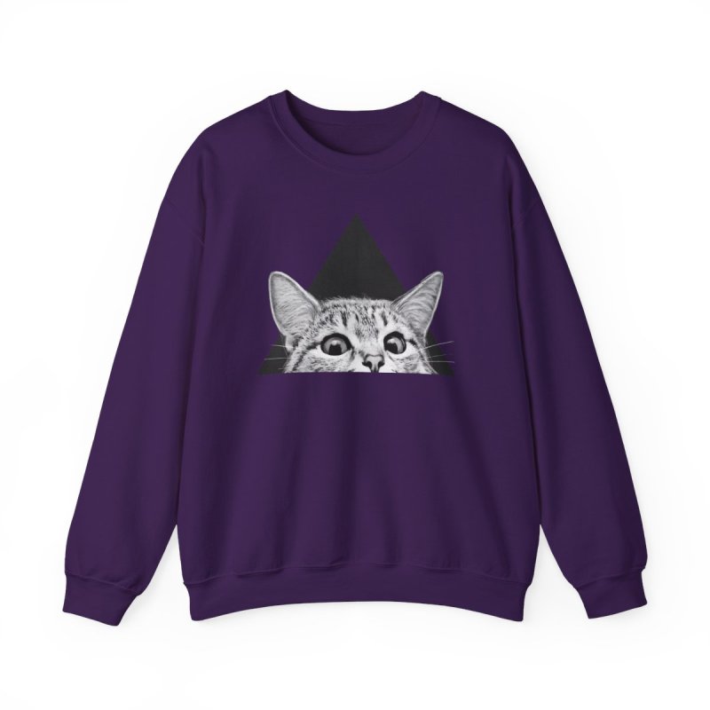You Asleep Yet? Pullover Sweatshirt | Indie Rock Peeking Cat Graphic Crewneck