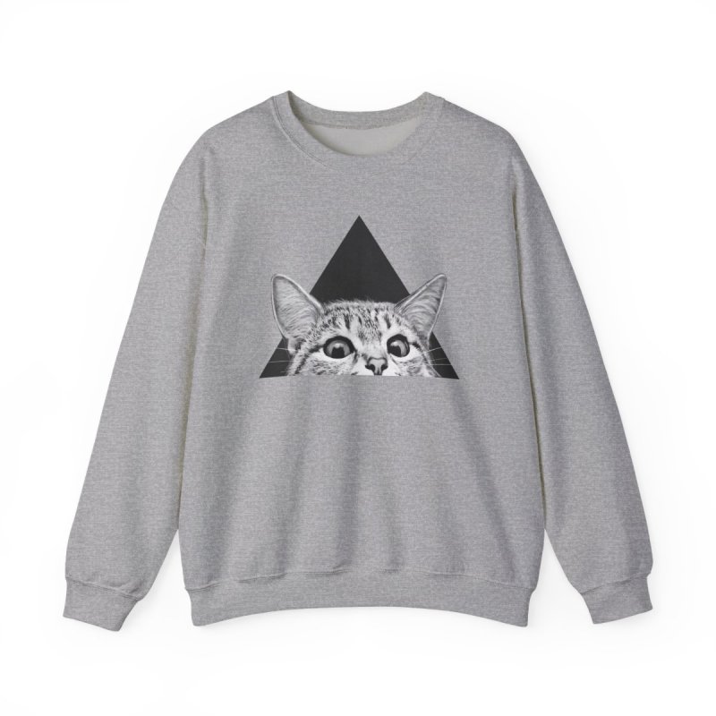 You Asleep Yet? Pullover Sweatshirt | Indie Rock Peeking Cat Graphic Crewneck