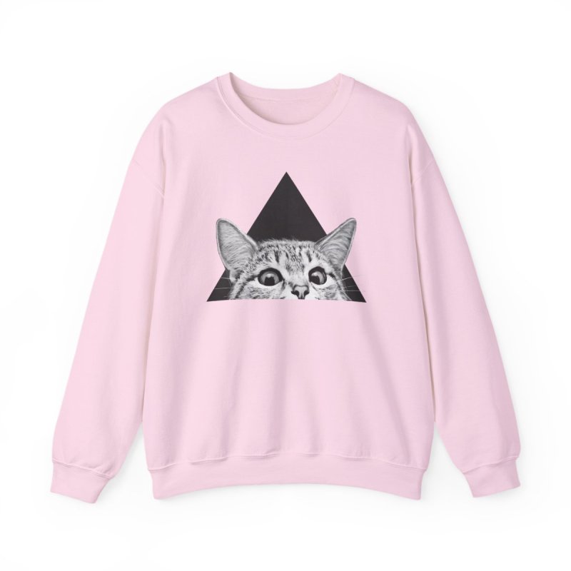 You Asleep Yet? Pullover Sweatshirt | Indie Rock Peeking Cat Graphic Crewneck
