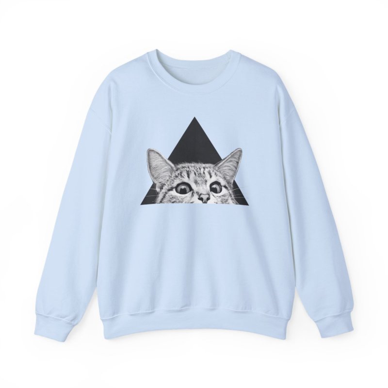 You Asleep Yet? Pullover Sweatshirt | Indie Rock Peeking Cat Graphic Crewneck