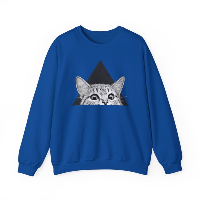 You Asleep Yet? Pullover Sweatshirt | Indie Rock Peeking Cat Graphic Crewneck
