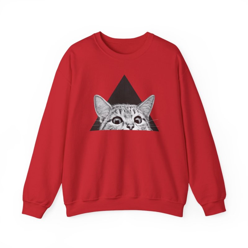 You Asleep Yet? Pullover Sweatshirt | Indie Rock Peeking Cat Graphic Crewneck