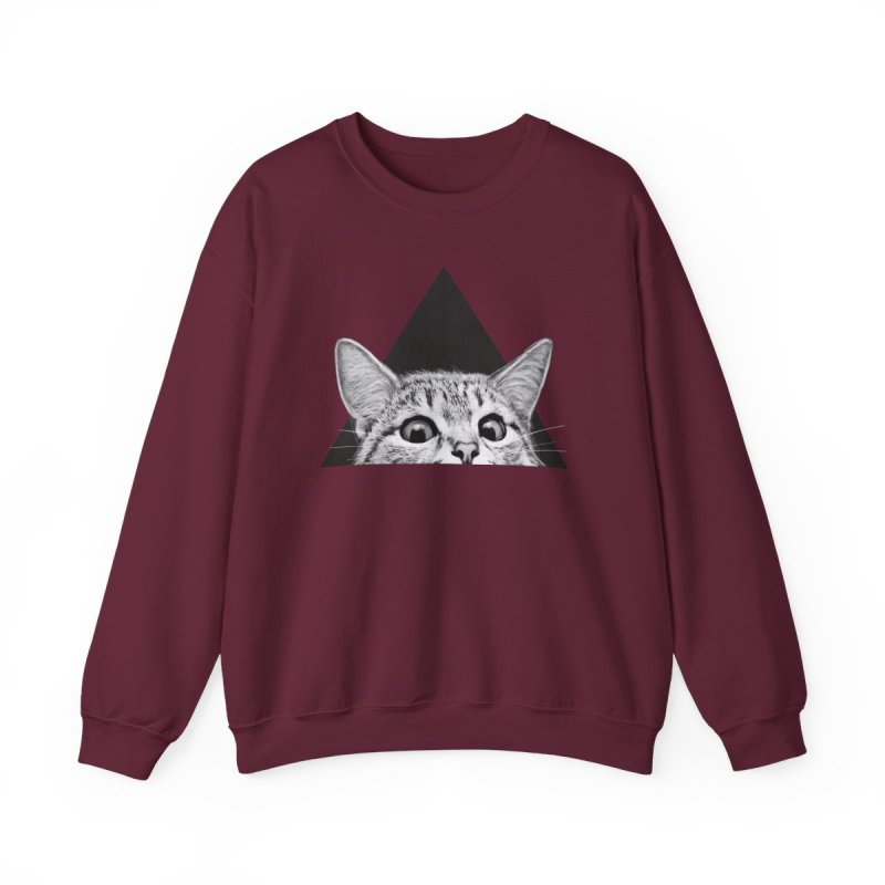 You Asleep Yet? Pullover Sweatshirt | Indie Rock Peeking Cat Graphic Crewneck