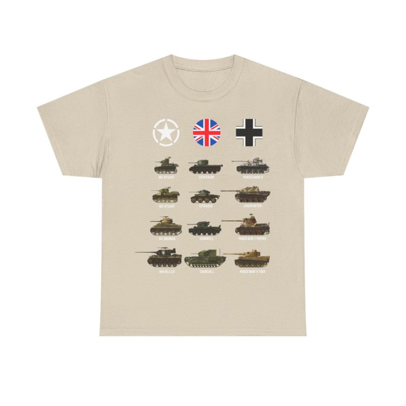 WWII Armored Warfare T-Shirt | American, British & German Tank Icons Tee
