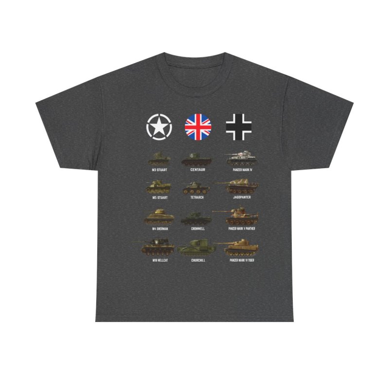 WWII Armored Warfare T-Shirt | American, British & German Tank Icons Tee