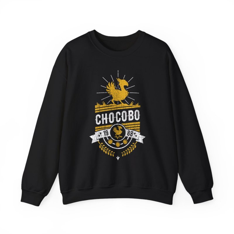 Chocobo Vintage Collegiate Pullover Sweatshirt | Retro FF Gaming Graphic Crewneck