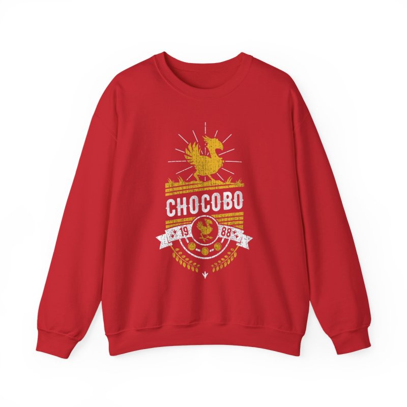 Chocobo Vintage Collegiate Pullover Sweatshirt | Retro FF Gaming Graphic Crewneck