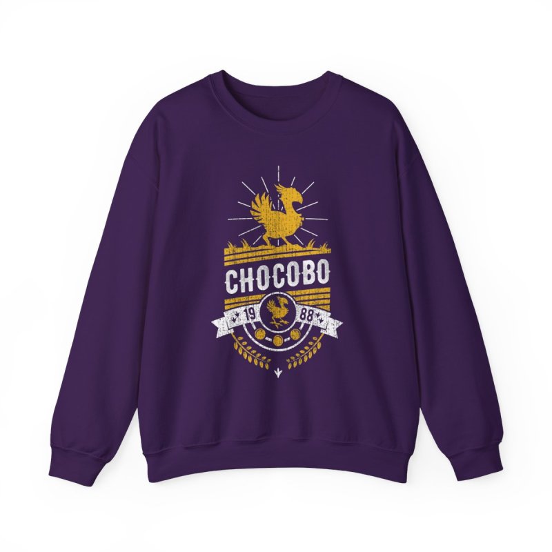 Chocobo Vintage Collegiate Pullover Sweatshirt | Retro FF Gaming Graphic Crewneck