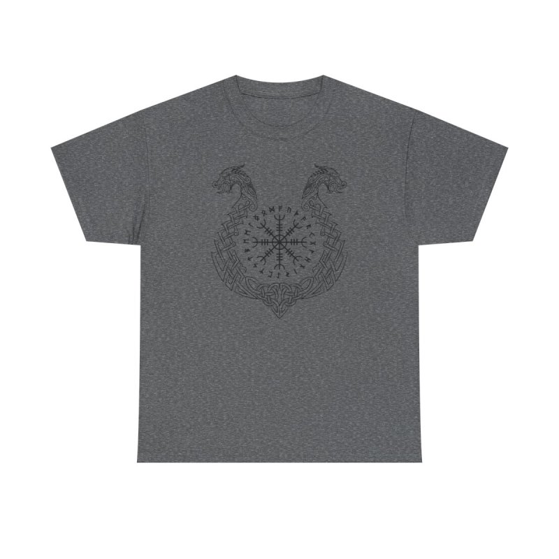 Viking Dragons T-Shirt | Norse Mythology Vegvisir Wayfinder Shirt | Viking Dragon Boat Knotwork Tee