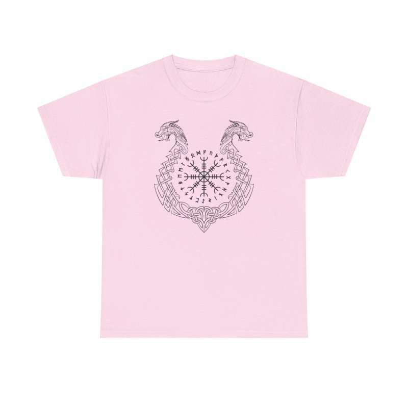 Viking Dragons T-Shirt | Norse Mythology Vegvisir Wayfinder Shirt | Viking Dragon Boat Knotwork Tee