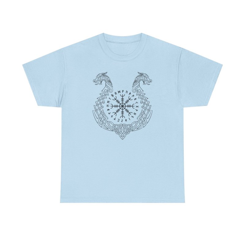 Viking Dragons T-Shirt | Norse Mythology Vegvisir Wayfinder Shirt | Viking Dragon Boat Knotwork Tee