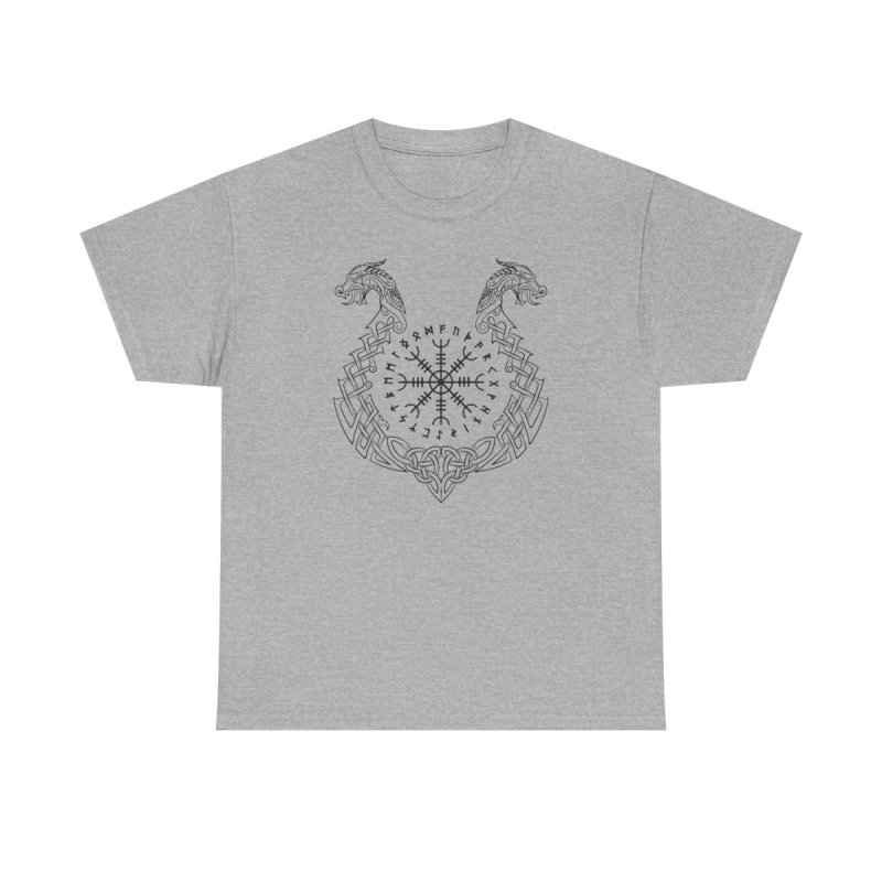 Viking Dragons T-Shirt | Norse Mythology Vegvisir Wayfinder Shirt | Viking Dragon Boat Knotwork Tee