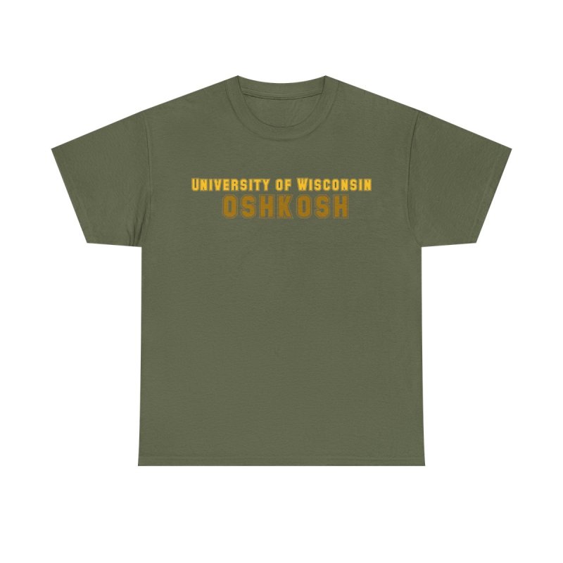 University of Wisconsin Oshkosh T-Shirt | UW Oshkosh Titans Collegiate Tee | UWO Varsity Gold Typography Unisex Shirt