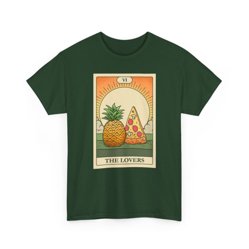 Pizza & Pineapple T-Shirt | The Lovers Tarot Card Graphic Tee | Funny Foodie Astrology Shirt