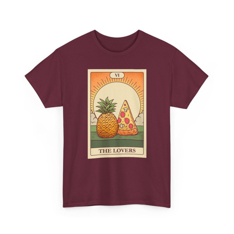 Pizza & Pineapple T-Shirt | The Lovers Tarot Card Graphic Tee | Funny Foodie Astrology Shirt