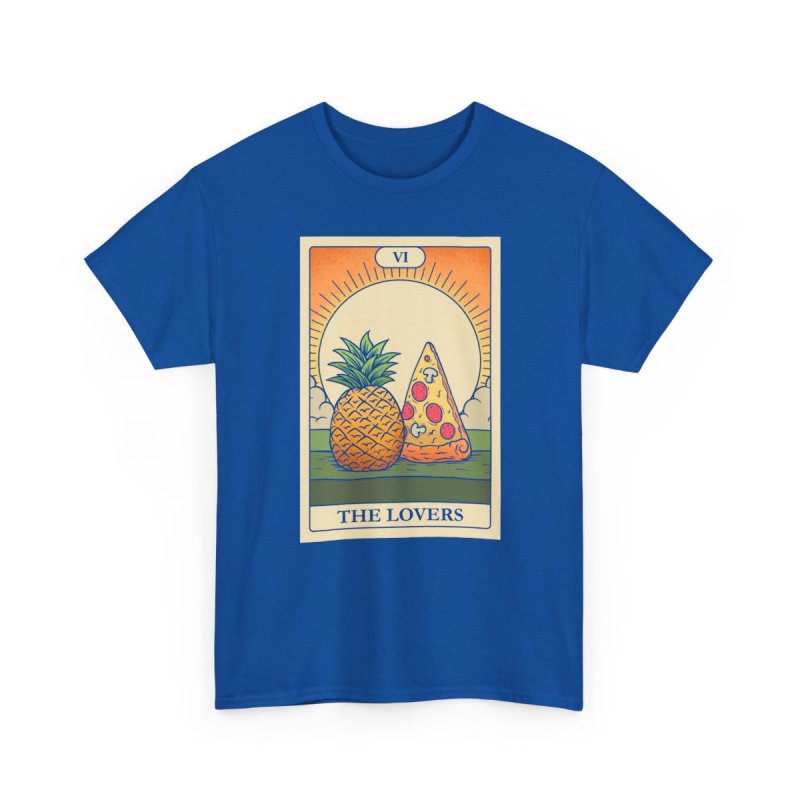 Pizza & Pineapple T-Shirt | The Lovers Tarot Card Graphic Tee | Funny Foodie Astrology Shirt