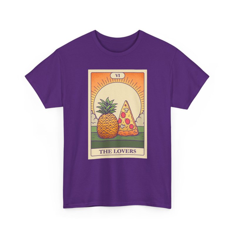 Pizza & Pineapple T-Shirt | The Lovers Tarot Card Graphic Tee | Funny Foodie Astrology Shirt