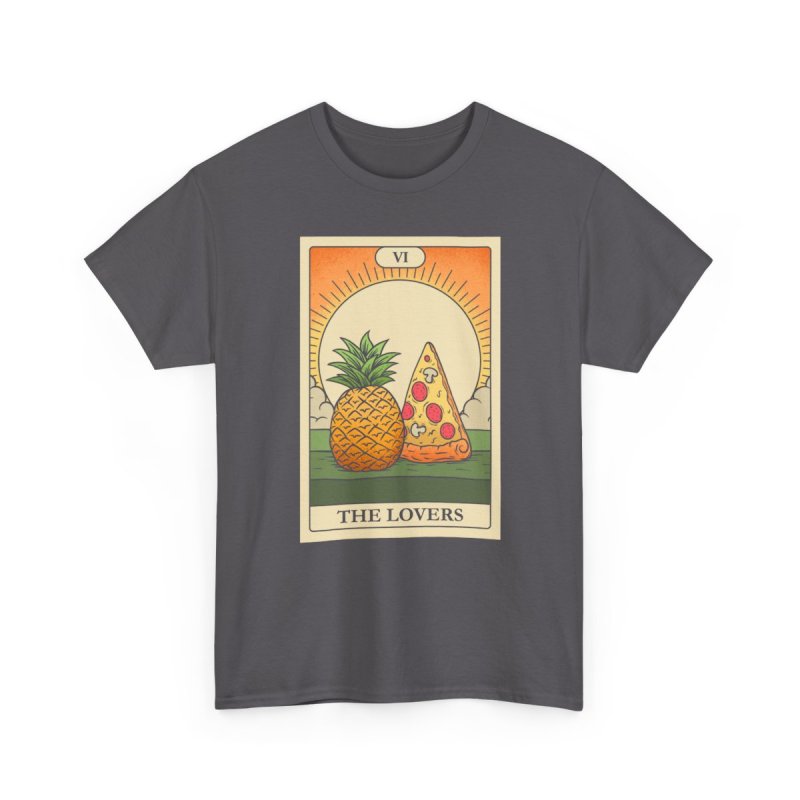 Pizza & Pineapple T-Shirt | The Lovers Tarot Card Graphic Tee | Funny Foodie Astrology Shirt