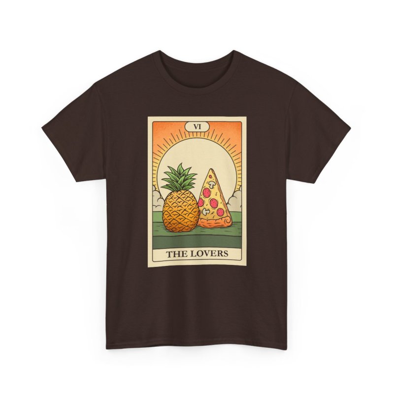 Pizza & Pineapple T-Shirt | The Lovers Tarot Card Graphic Tee | Funny Foodie Astrology Shirt