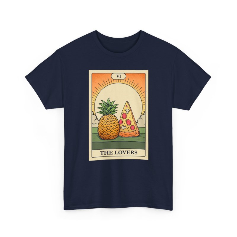 Pizza & Pineapple T-Shirt | The Lovers Tarot Card Graphic Tee | Funny Foodie Astrology Shirt
