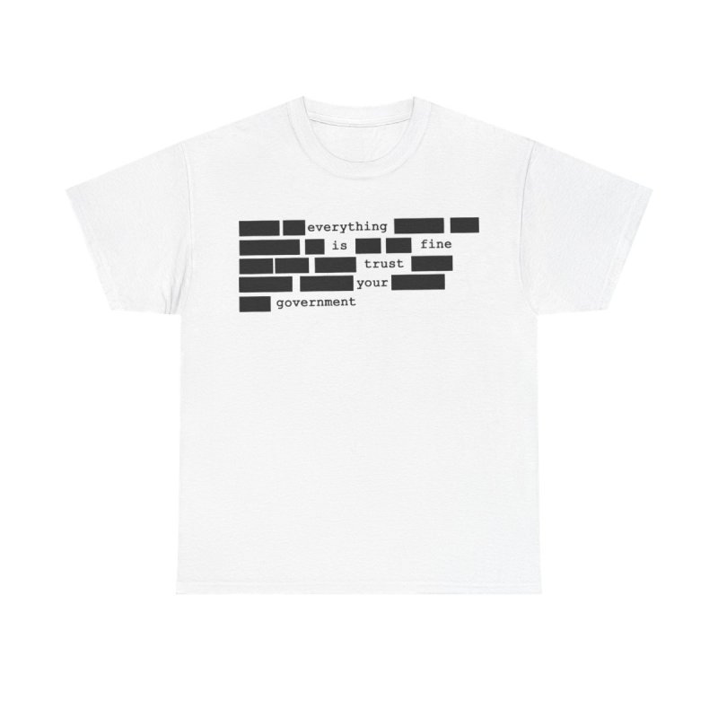 Redacted Everything Is Fine T-Shirt | Sarcastic Government Trust Graphic Tee