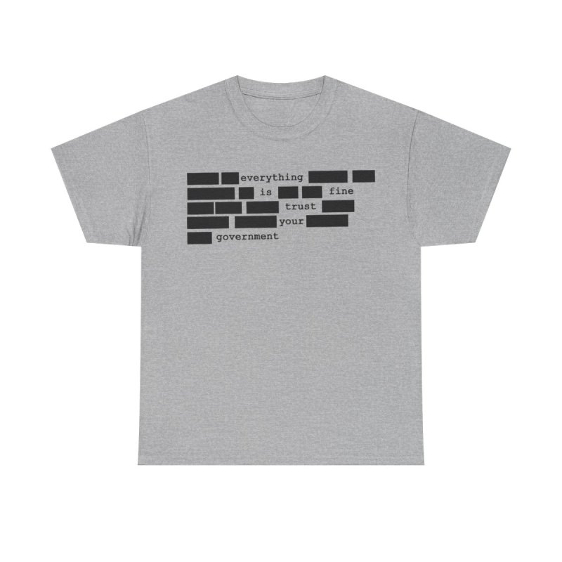 Redacted Everything Is Fine T-Shirt | Sarcastic Government Trust Graphic Tee