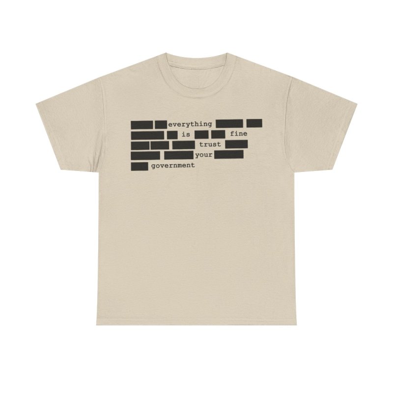 Redacted Everything Is Fine T-Shirt | Sarcastic Government Trust Graphic Tee