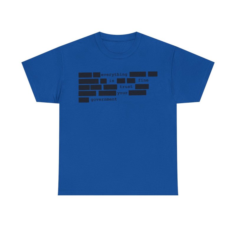 Redacted Everything Is Fine T-Shirt | Sarcastic Government Trust Graphic Tee