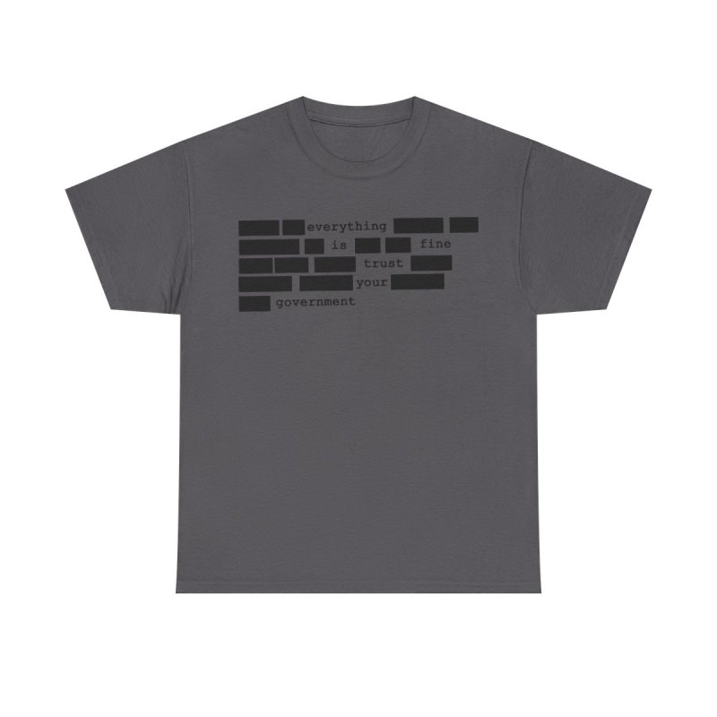 Redacted Everything Is Fine T-Shirt | Sarcastic Government Trust Graphic Tee