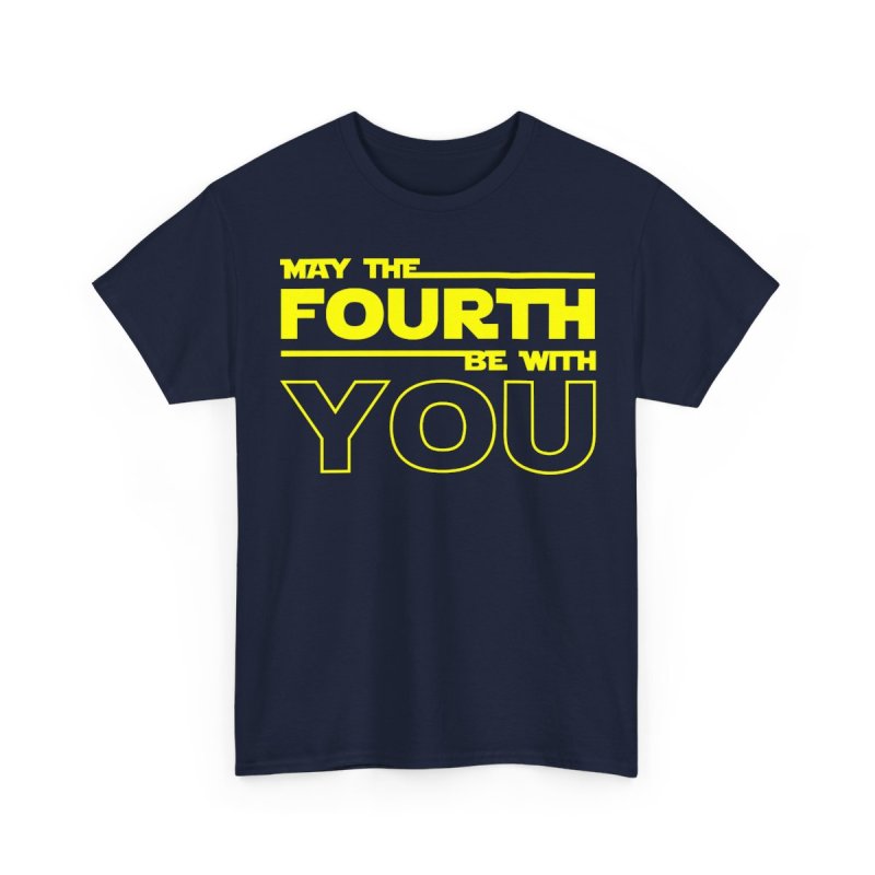 May The Fourth Be With You T-Shirt | Retro Sci-Fi Distressed Logo & Modern Block Typography Tee