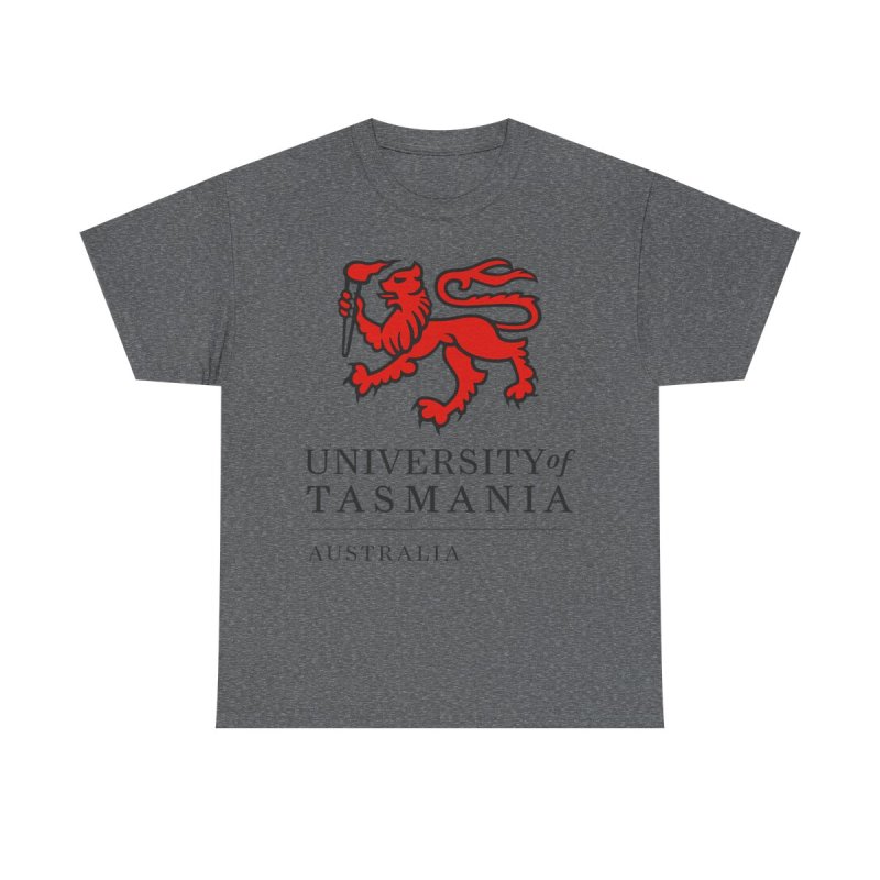 University of Tasmania T-Shirt | UTAS Australia Collegiate Tee | Red Lion Varsity Graphic Shirt | Tasmania Academic Heritage Unisex Top